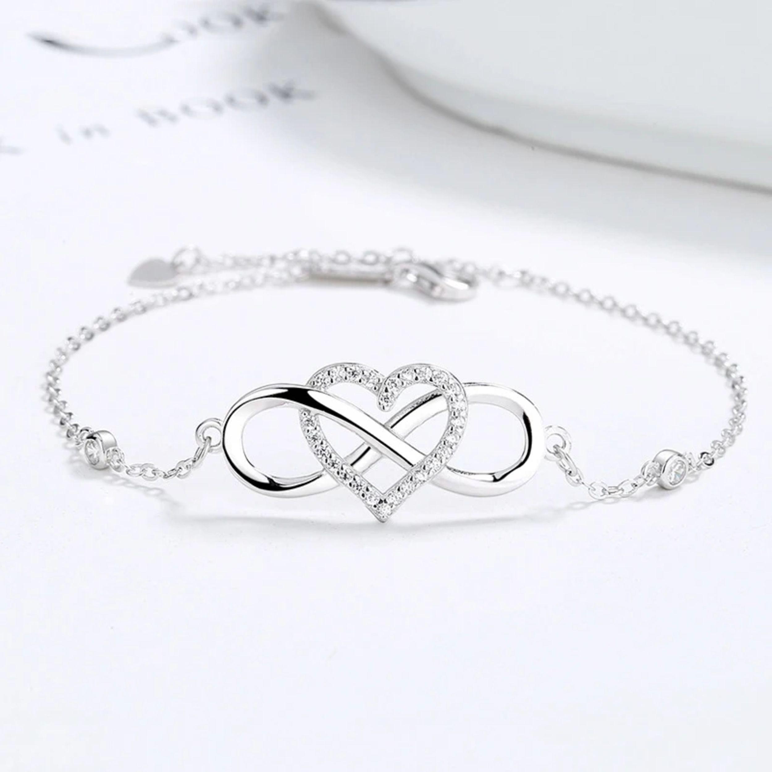 Pulsera Infinito Corazon Plata S925 Moda Elegante-2