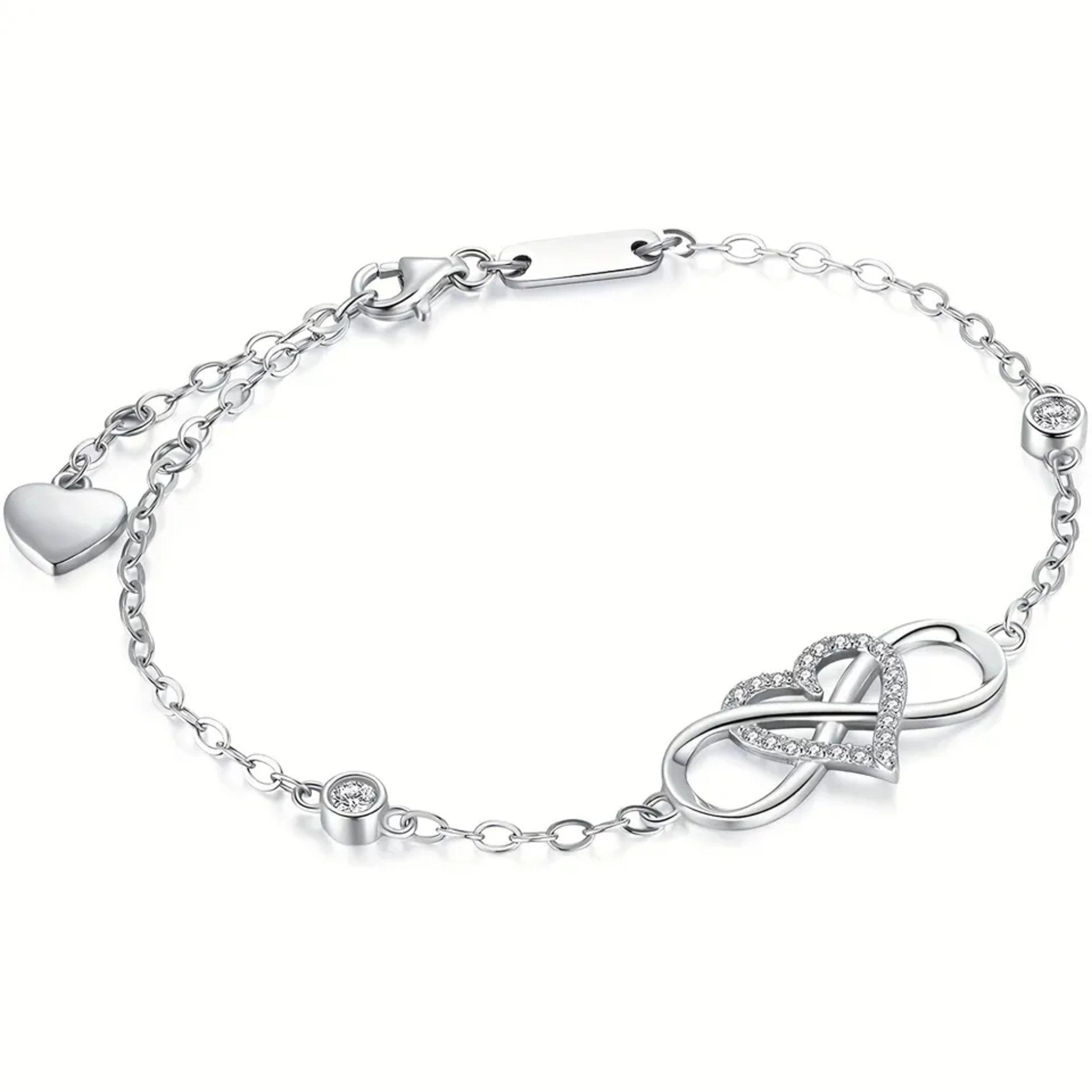 Pulsera Infinito Corazon Plata S925 Moda Elegante-3