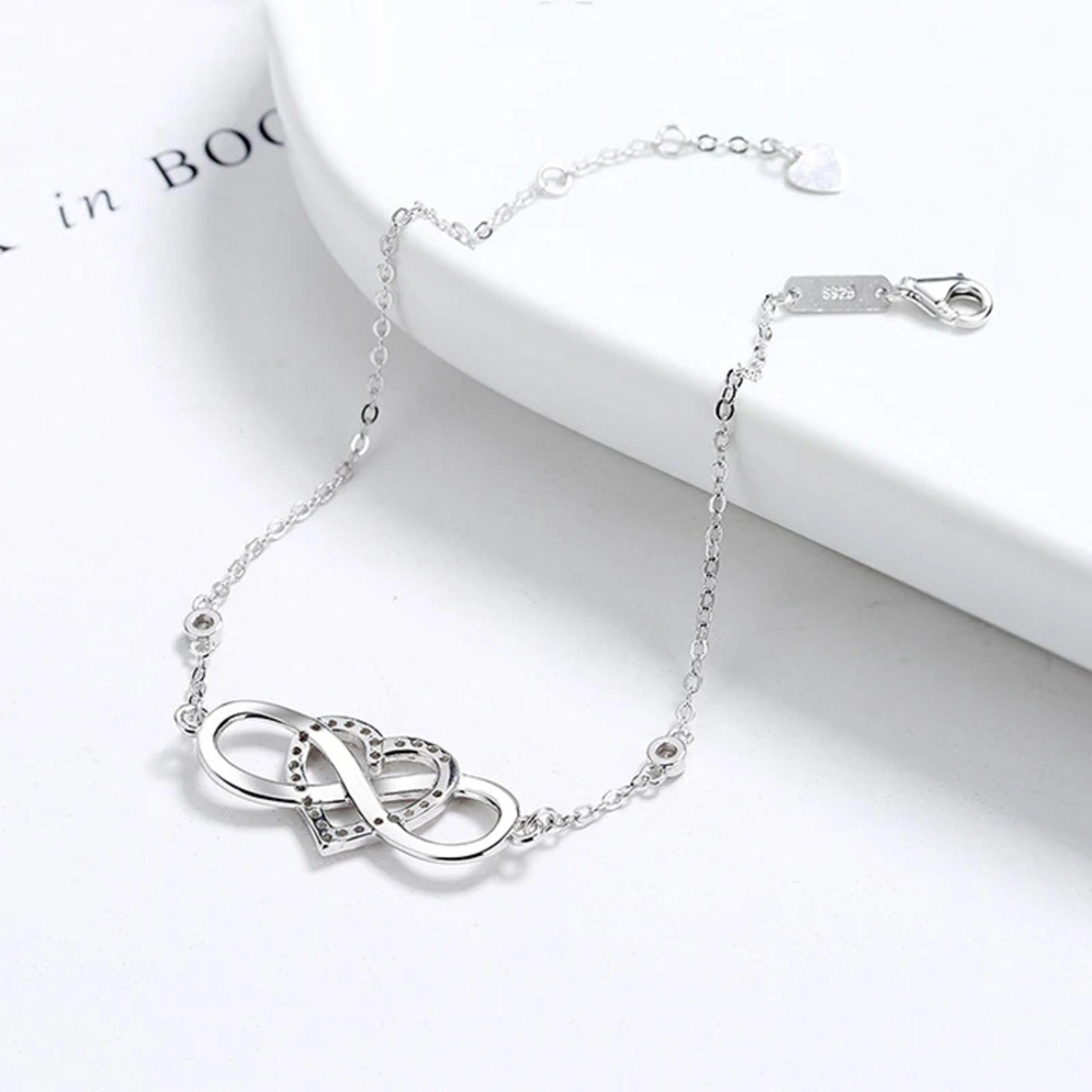 Pulsera Infinito Corazon Plata S925 Moda Elegante-4