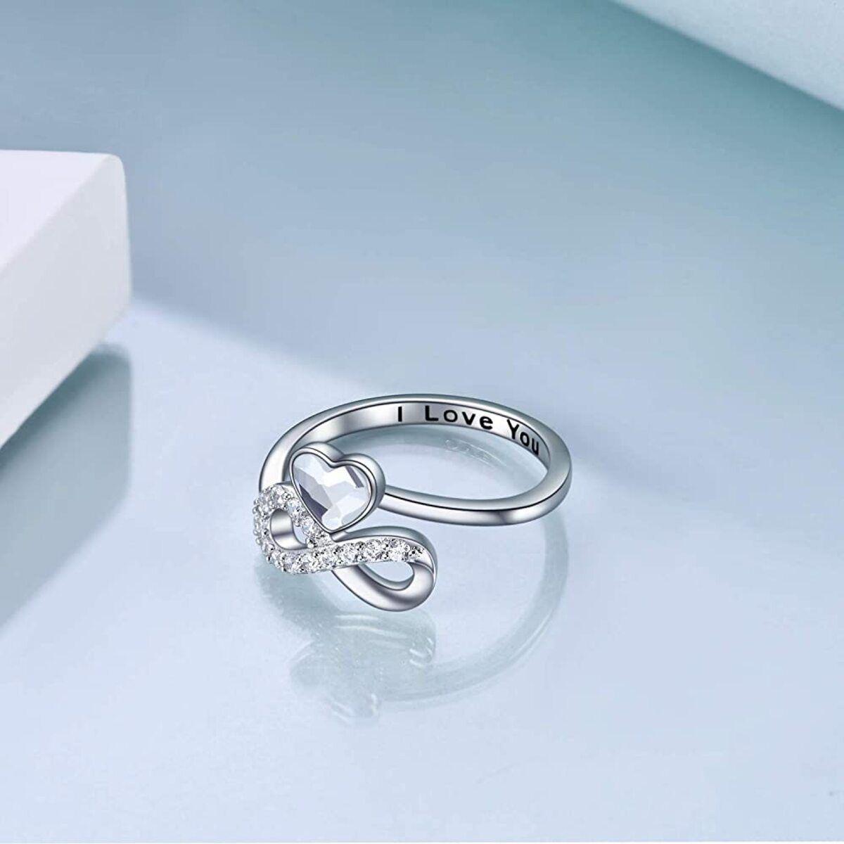 Anillo Infinito Ajustable Plata 925 Cristal-2