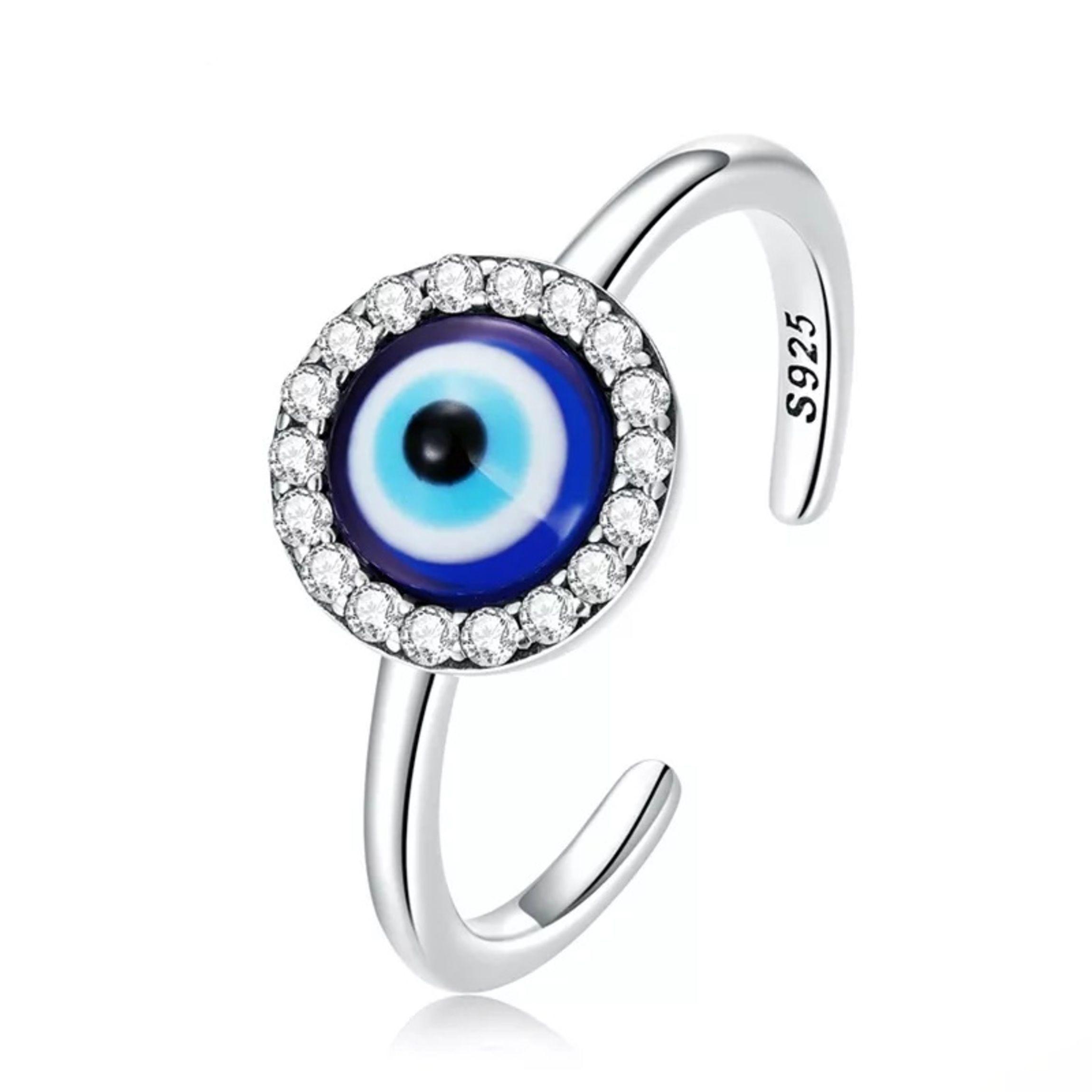 Anillo Ojo Turco Ajustable Plata 925-0