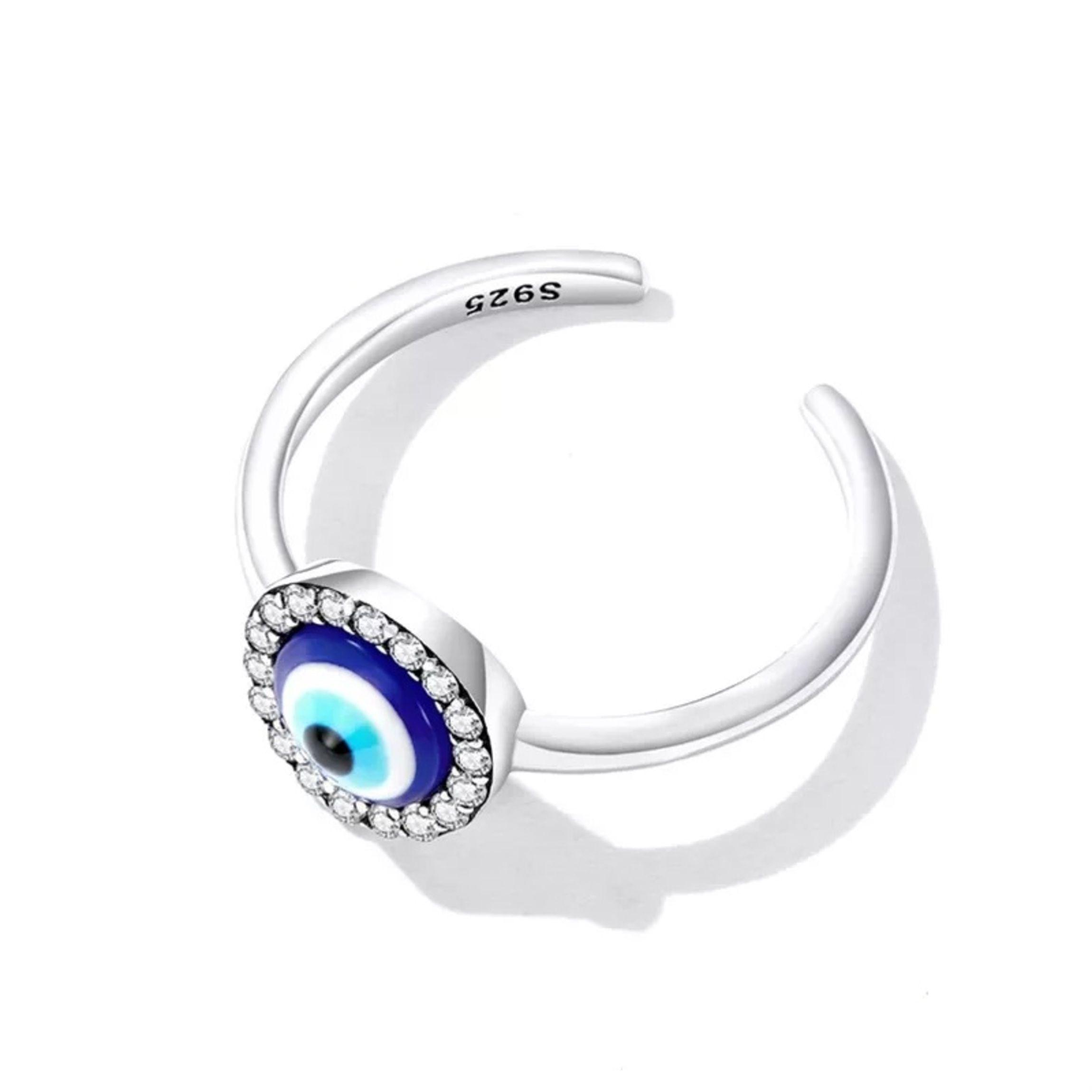 Anillo Ojo Turco Ajustable Plata 925-1