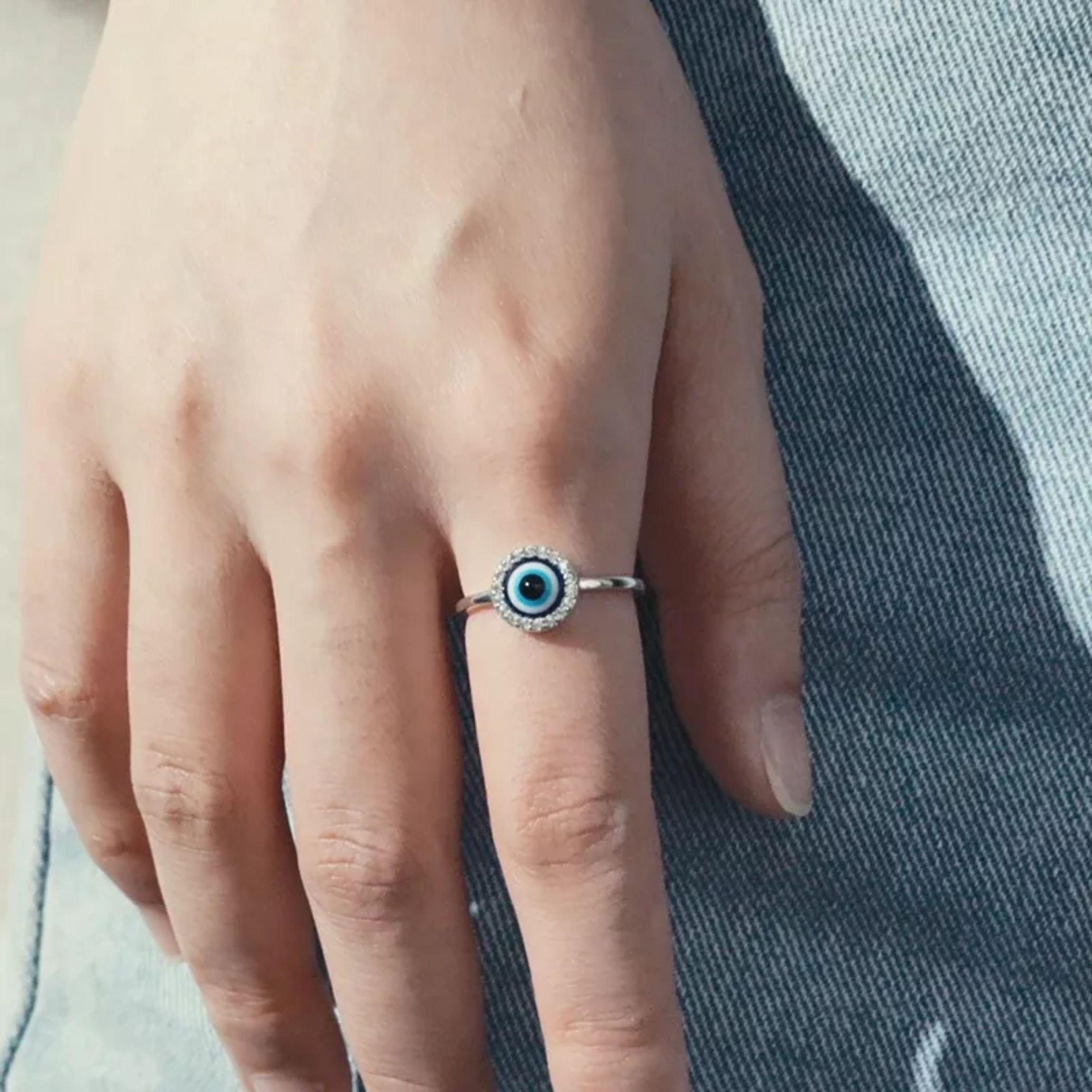 Anillo Ojo Turco Ajustable Plata 925-2