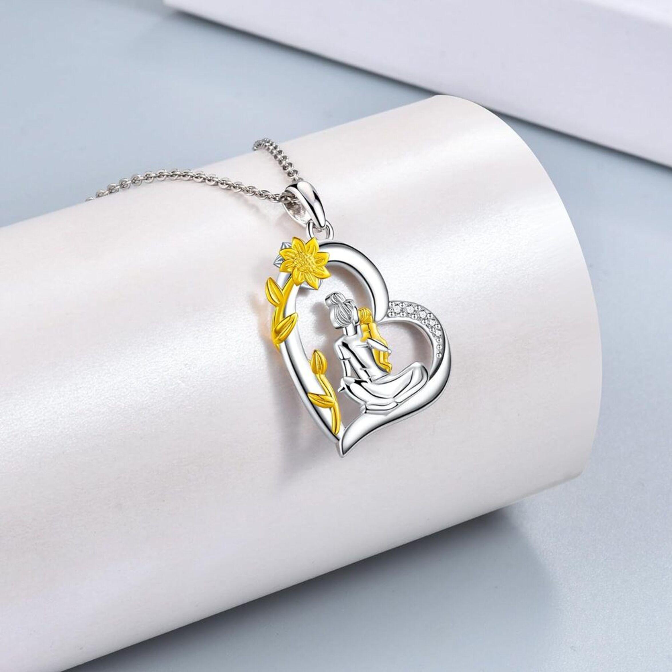 Collar Mamá Bebé Hijo Girasol Plata 925-1
