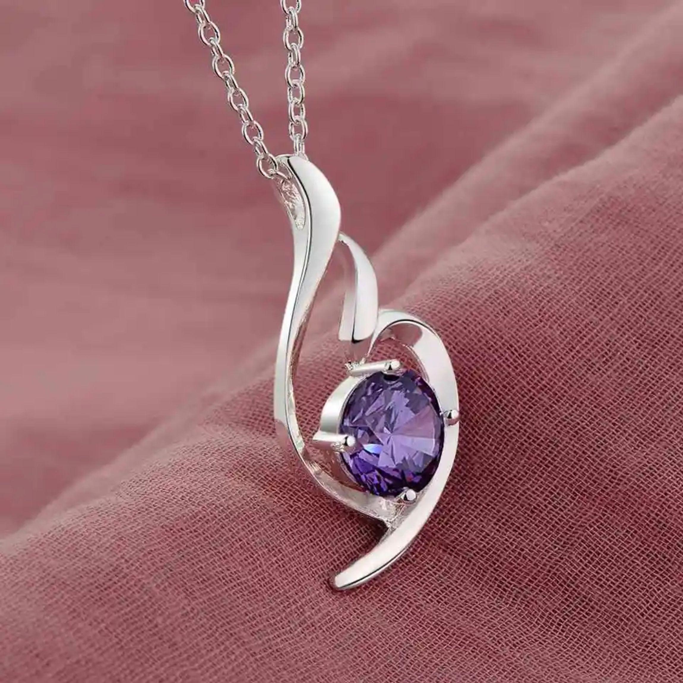 Collar Amatista Elegante Plata 925-1