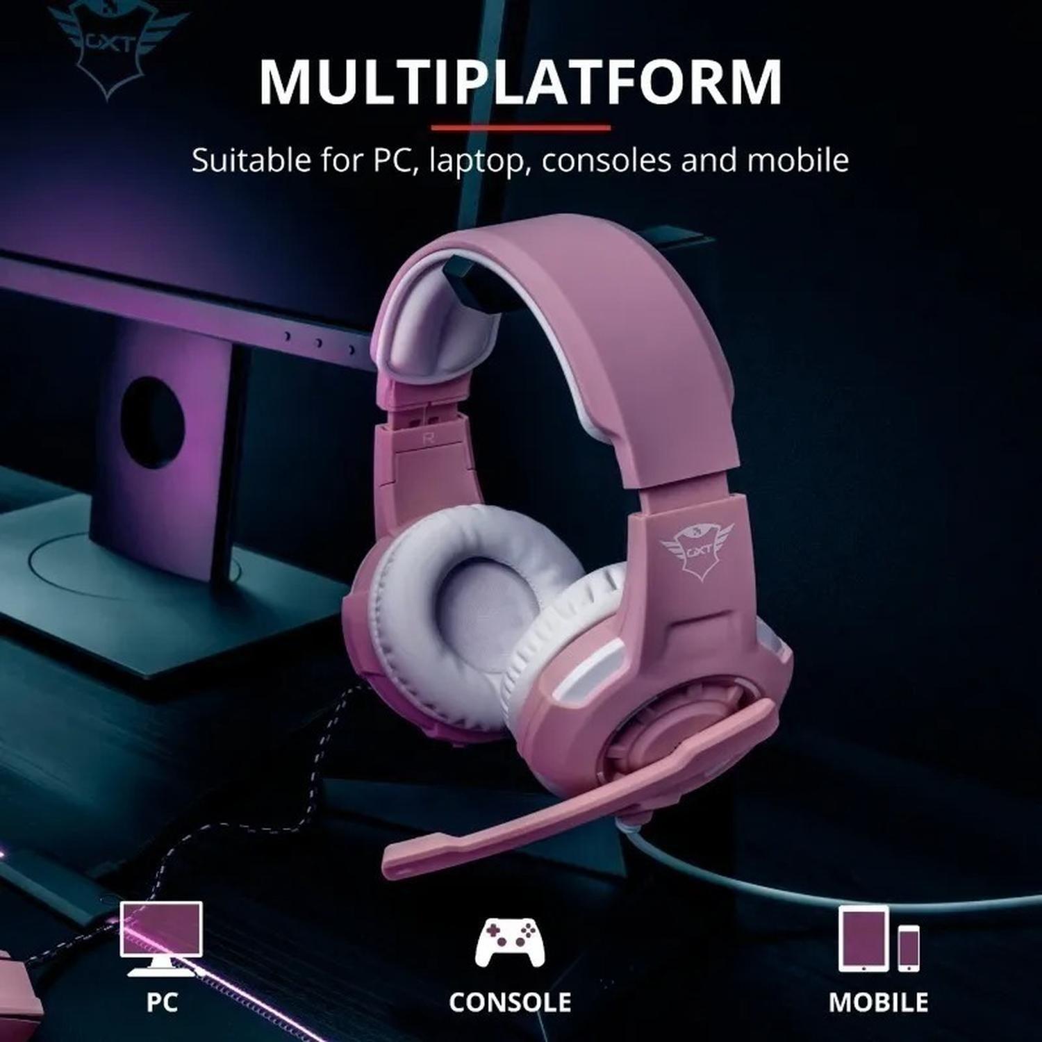 Audifono Gamer Rosado Pc Ps4 Xbox Switch Trust Gxt 310p Pink-2