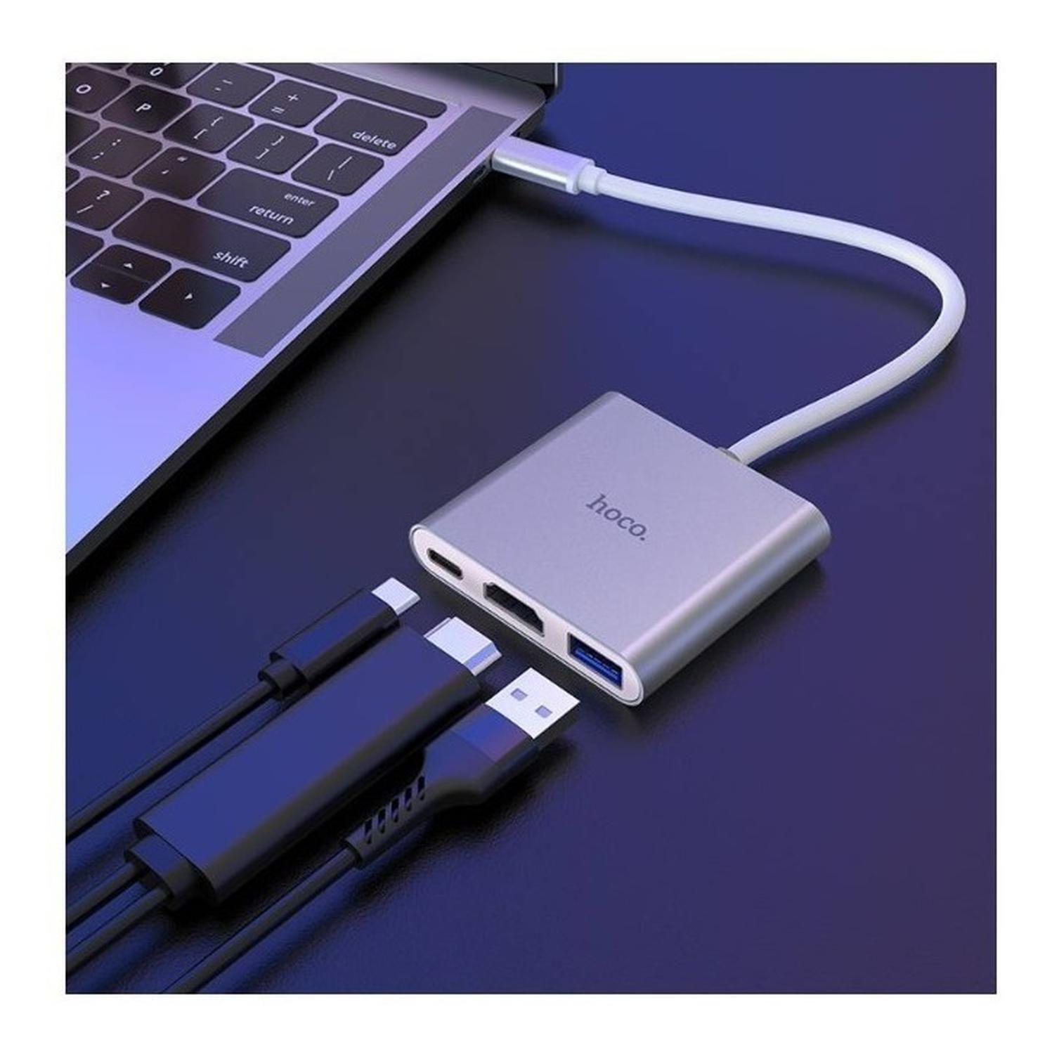 Adaptador Hoco Tipo C A Hdmi - Usb 3.0 - Pd Hb14-2
