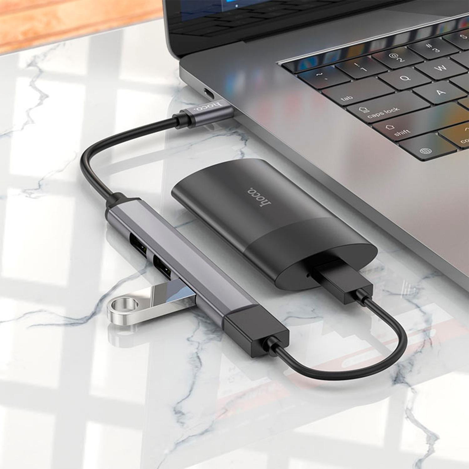 Hub Usb Hoco Premium Hb26 4 En 1 3.0-2