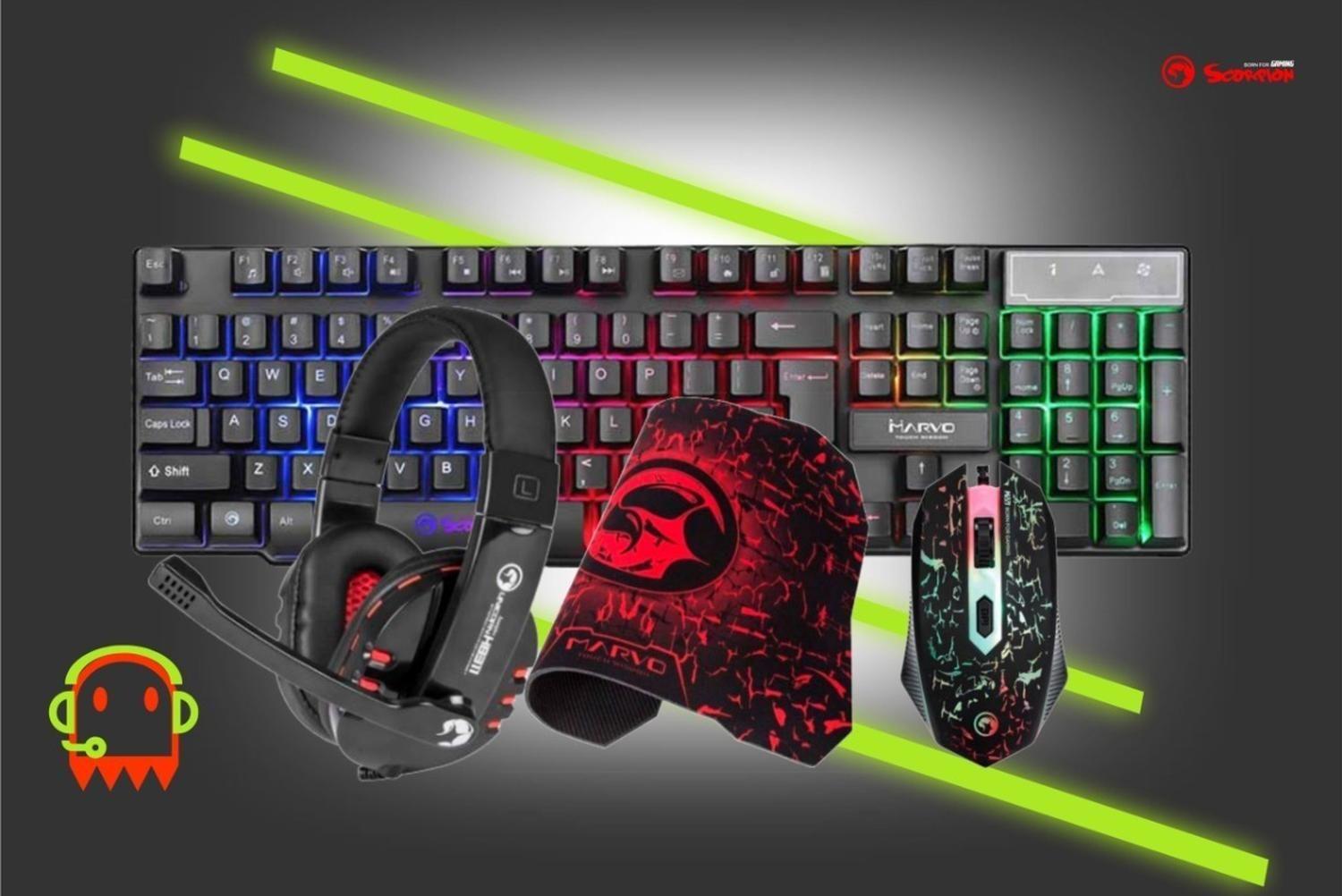Kit Gamer Scorpion - Teclado Mouse Audífonos Mouse Pad Cm370-1