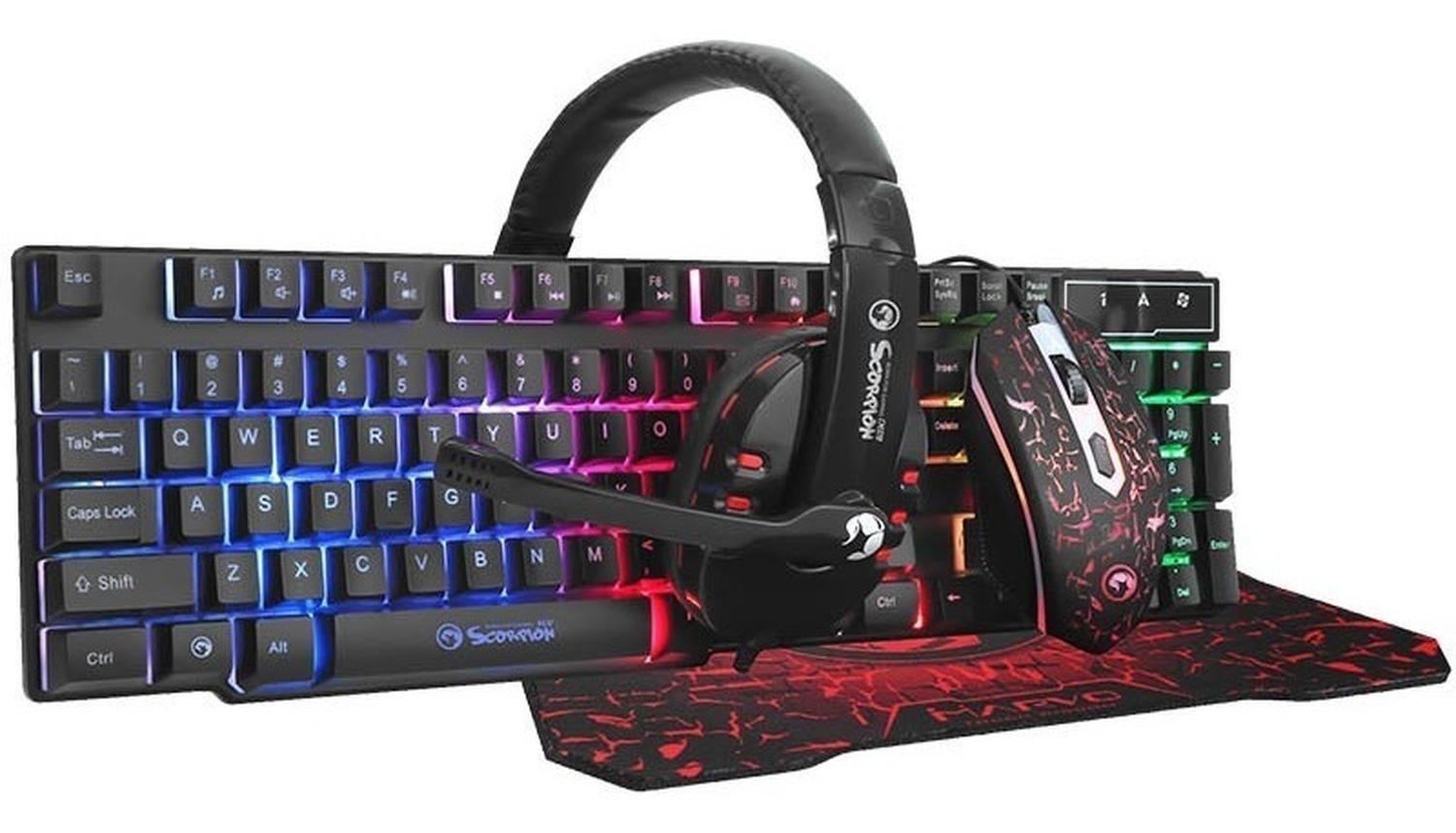 Kit Gamer Scorpion - Teclado Mouse Audífonos Mouse Pad Cm370-2