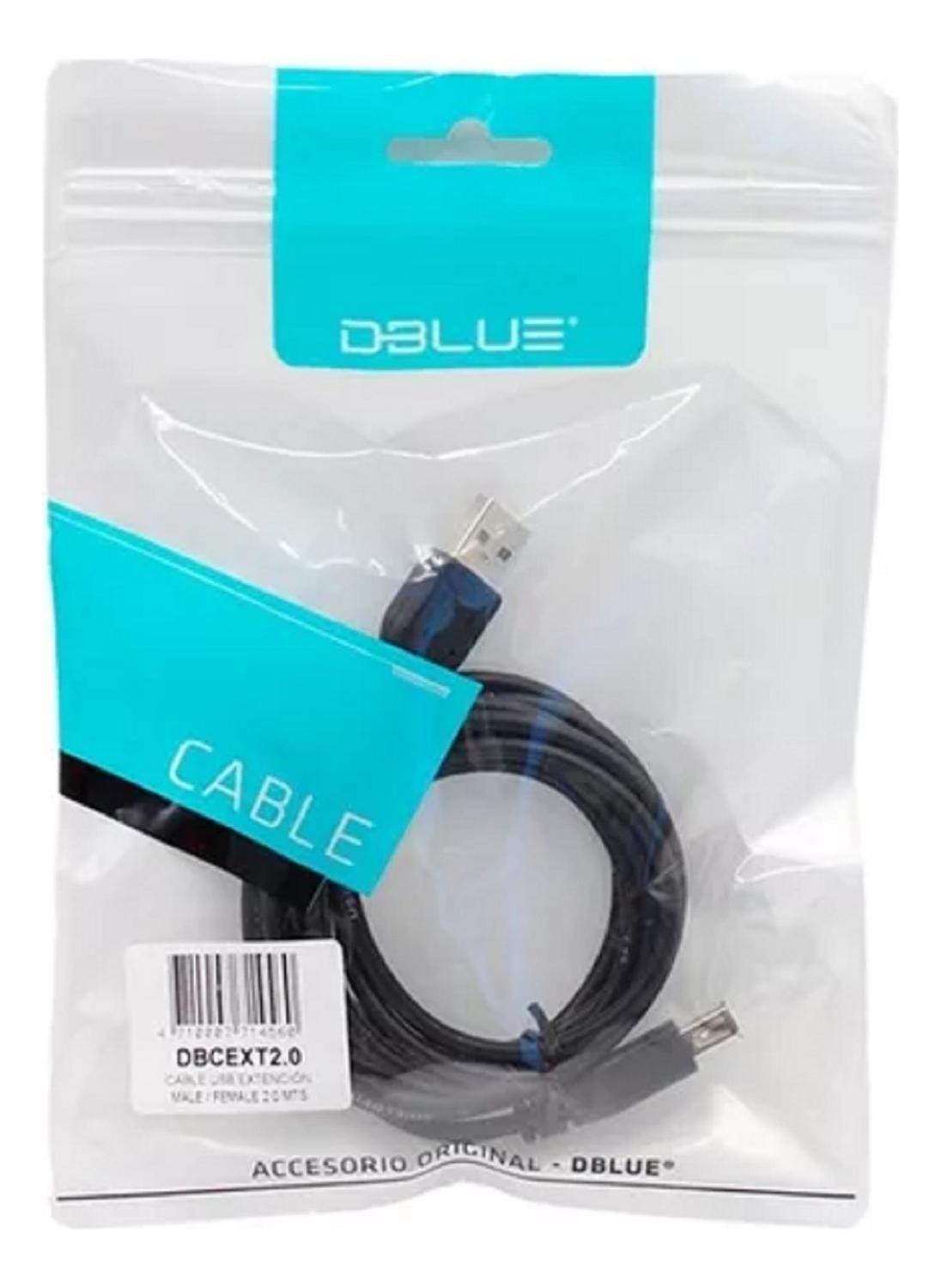 Cable Usb Extension 2 Mts Dblue Negro-2