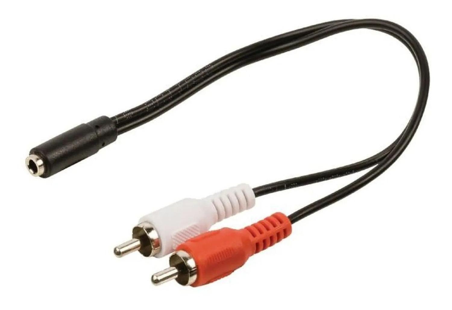 Cable Adaptador Rca 2 Macho A 3.5 Hembra Dm Electropc-2
