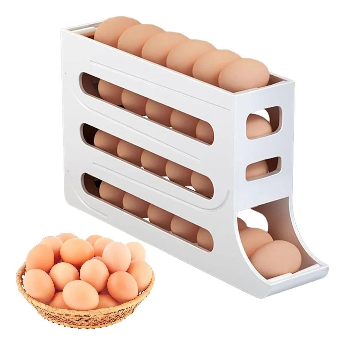 Huevera Dispensador Organizador De 4 Niveles Blanco Blanco-0