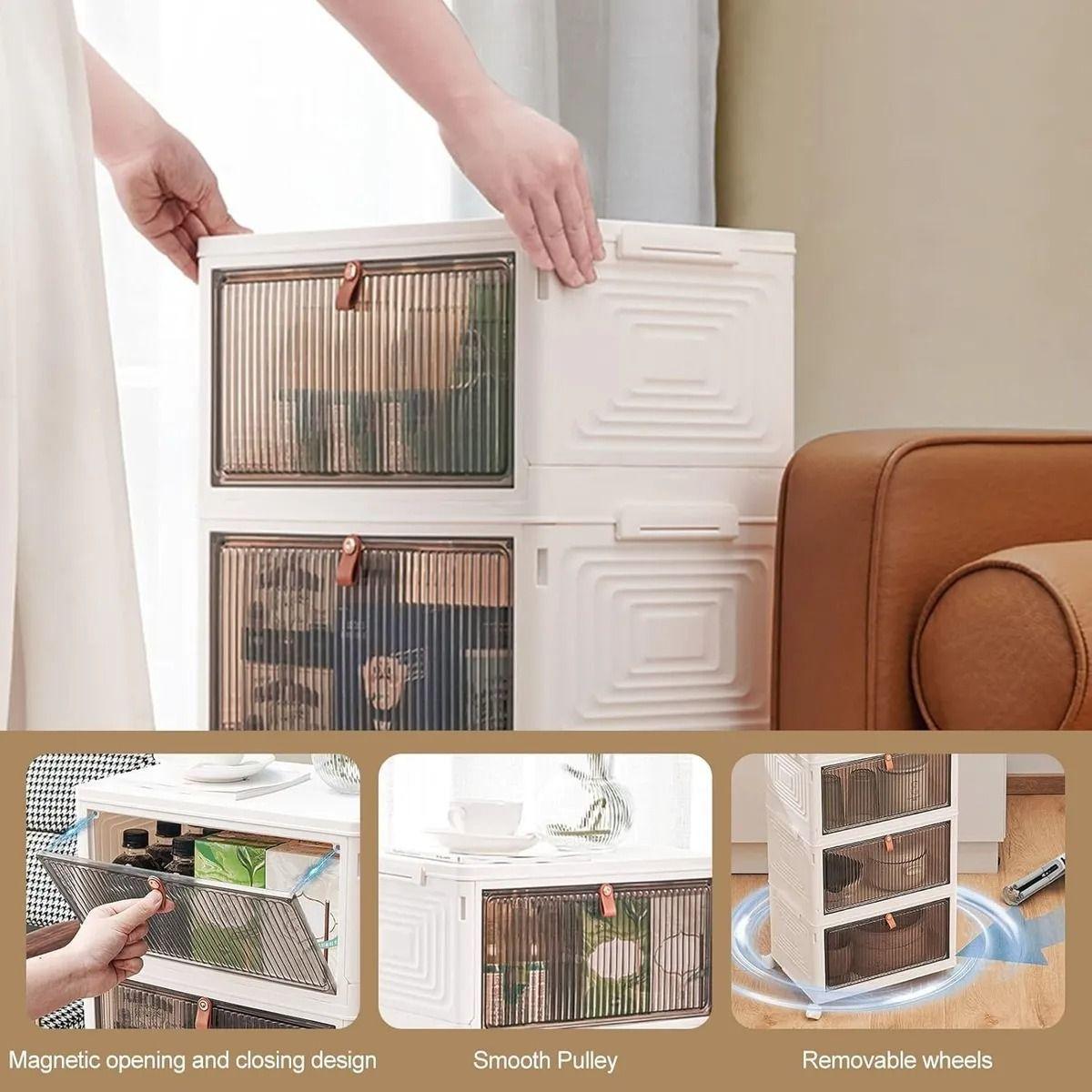 Organizador de Zapatos Apilable de 4 Niveles con Puertas Transparentes-2