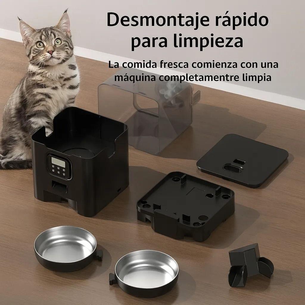 Dispensador De Comida Para Gatos Perro Autom tico Negro 6l Negro-3