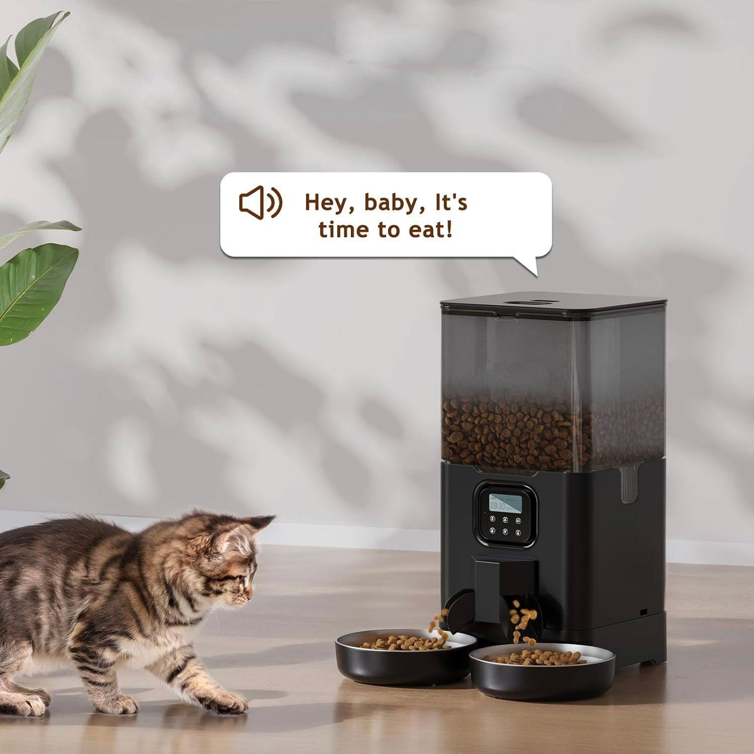 Dispensador De Comida Para Gatos Perro Autom tico Negro 6l Negro-2