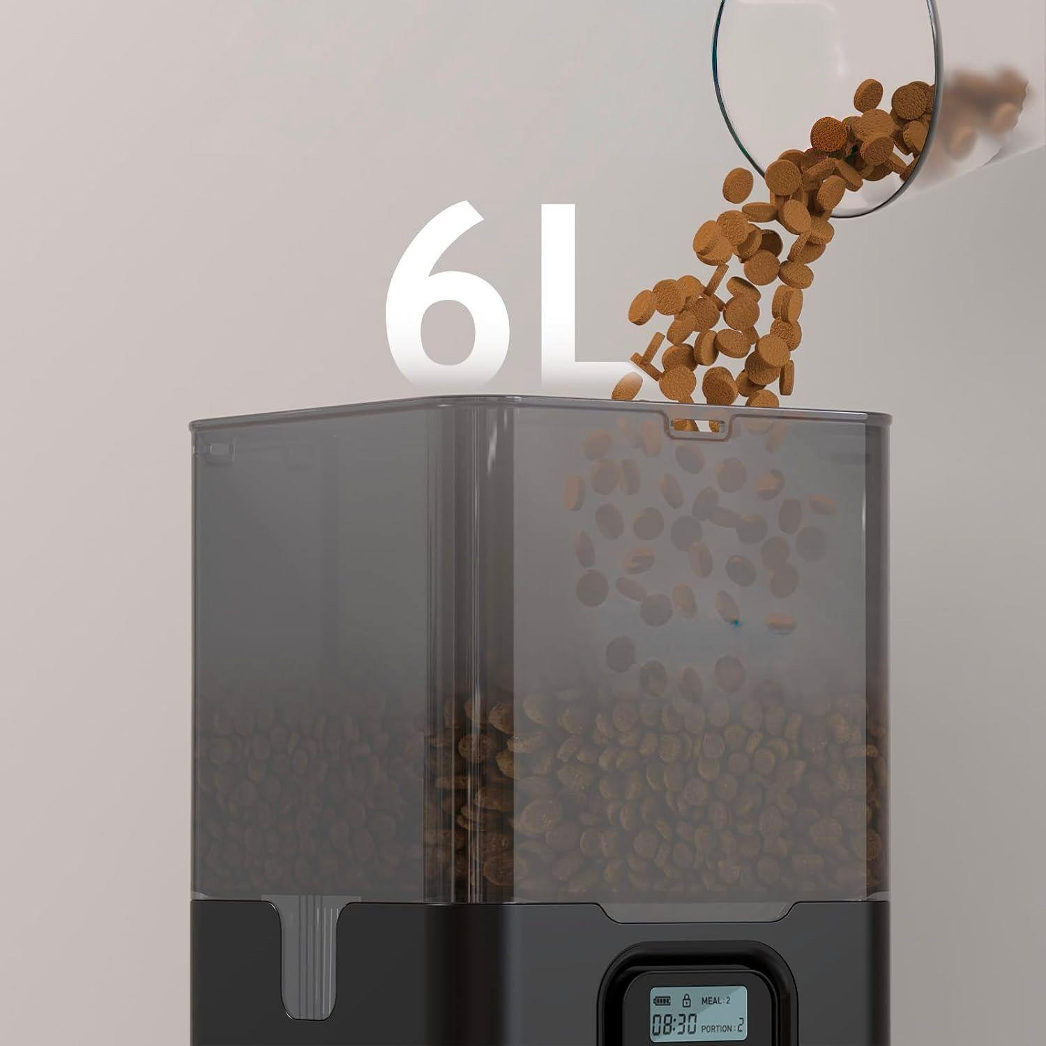 Dispensador De Comida Para Gatos Perro Autom tico Negro 6l Negro-3