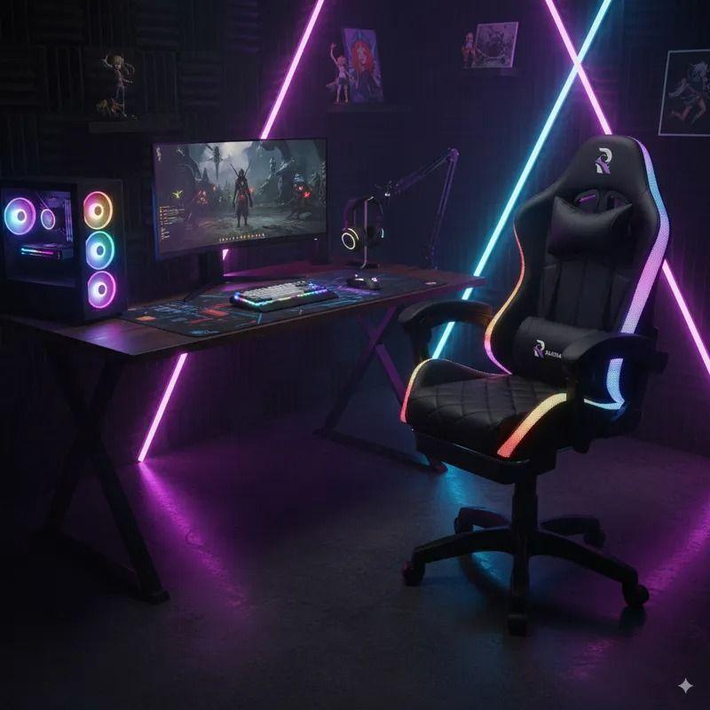Silla Gamer Con Luces Ragnar Bifrost Lx900 All black Negro Tapizado Pu Espuma-2