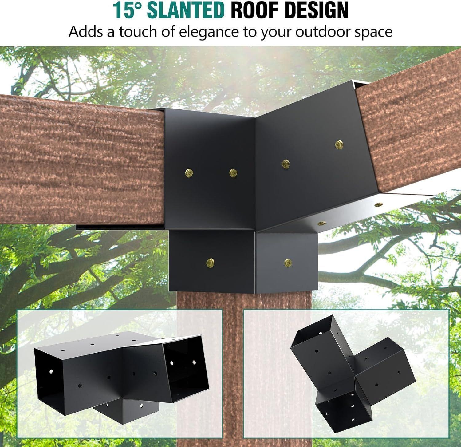 Kit De Soportes Para Pergola Inclinada Acero 6 Piezas 2t 4s-2