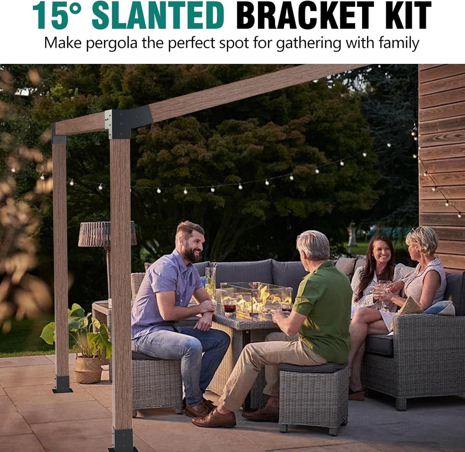 Kit De Soportes Para Pergola Inclinada Acero 6 Piezas 2t 4s-3