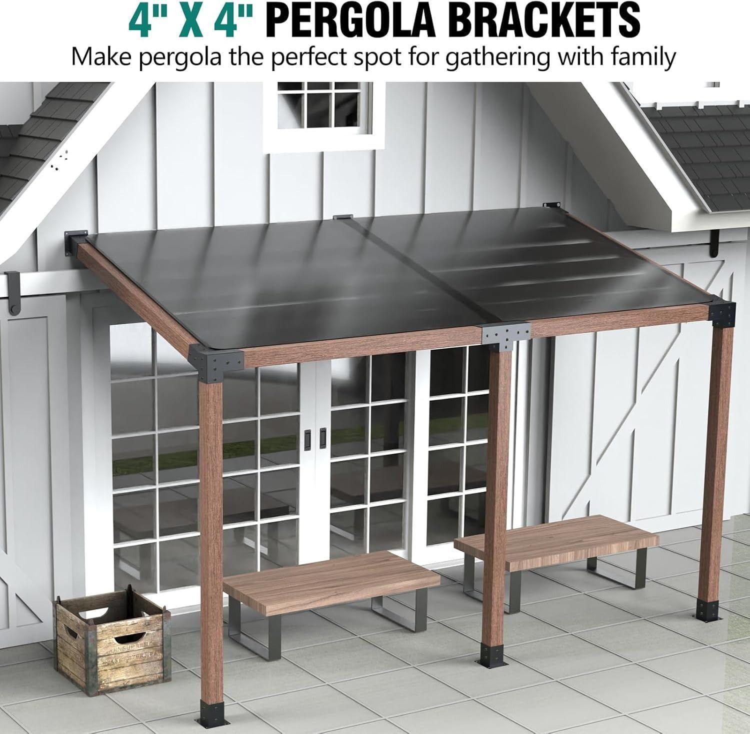 Kit De Soportes Para Pergola Inclinada Acero 6 Piezas 2t 4s-4