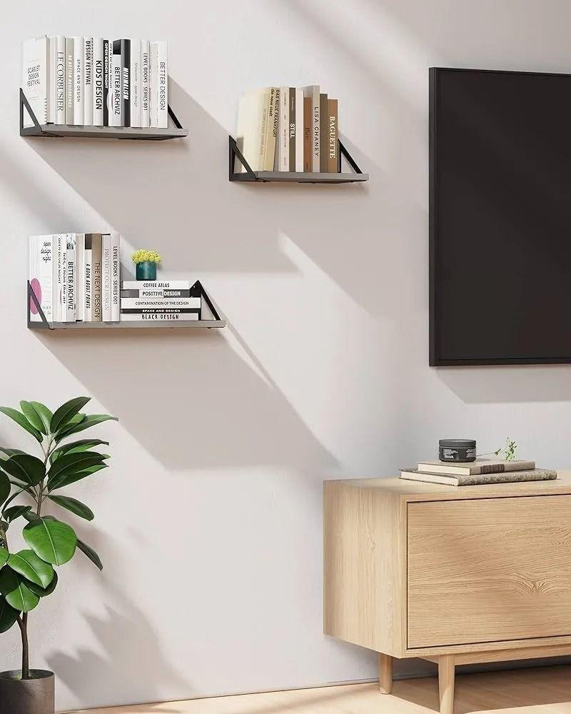 Repisas Flotantes De Madera Modernas Kit X3 Colores-2