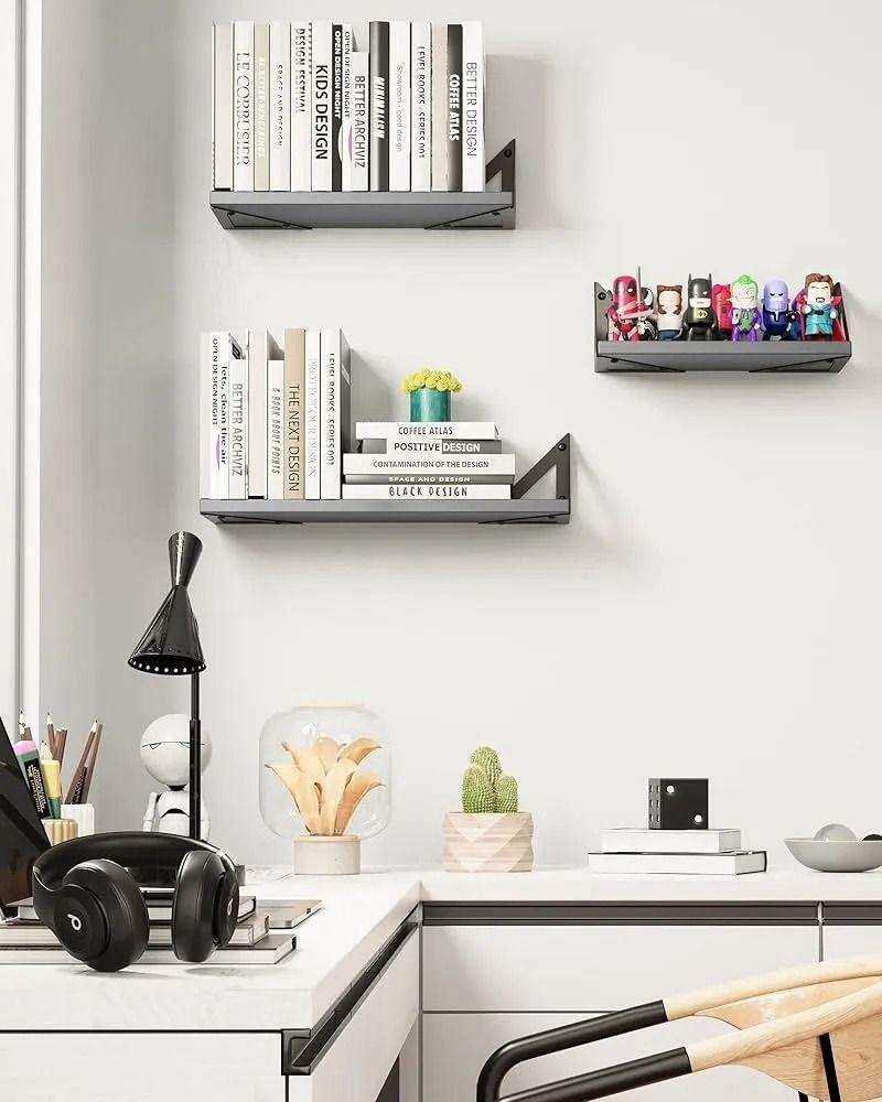 Repisas Flotantes De Madera Modernas Kit X3 Colores-3