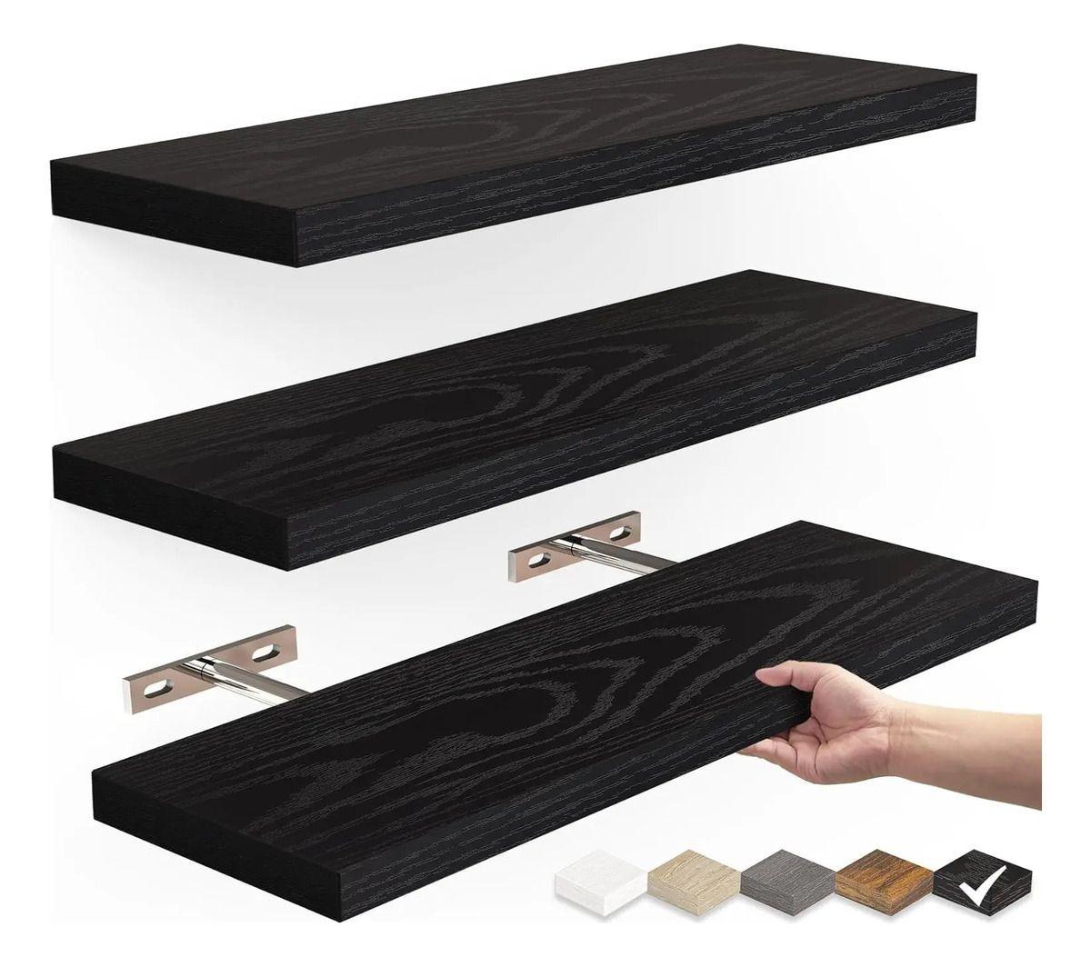 Repisas Flotantes De Madera MDF Premium Kit X3 40x17cm-0