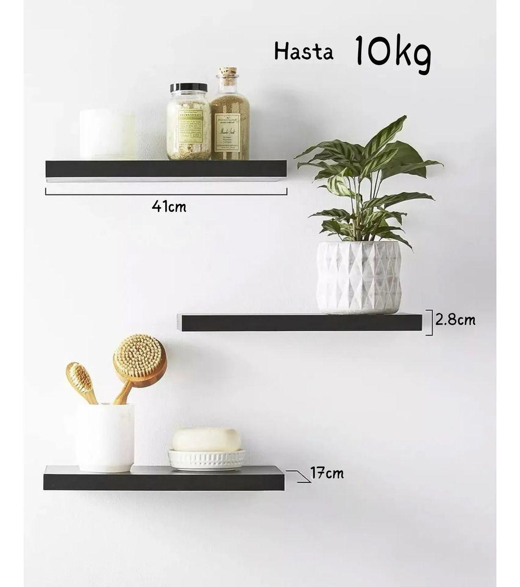 Repisas Flotantes De Madera MDF Premium Kit X3 40x17cm-1