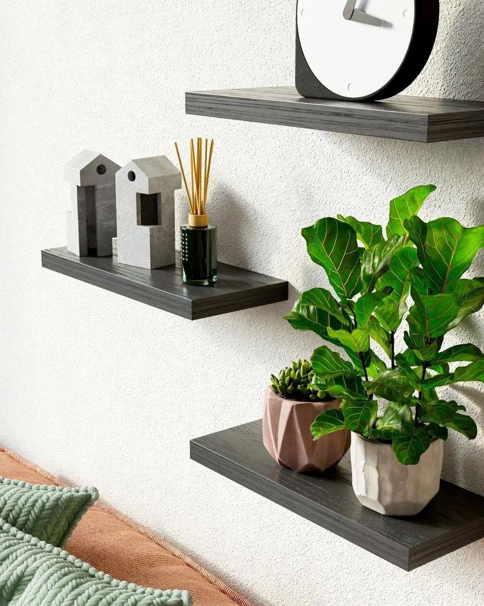 Repisas Flotantes De Madera MDF Premium Kit X3 40x17cm-2