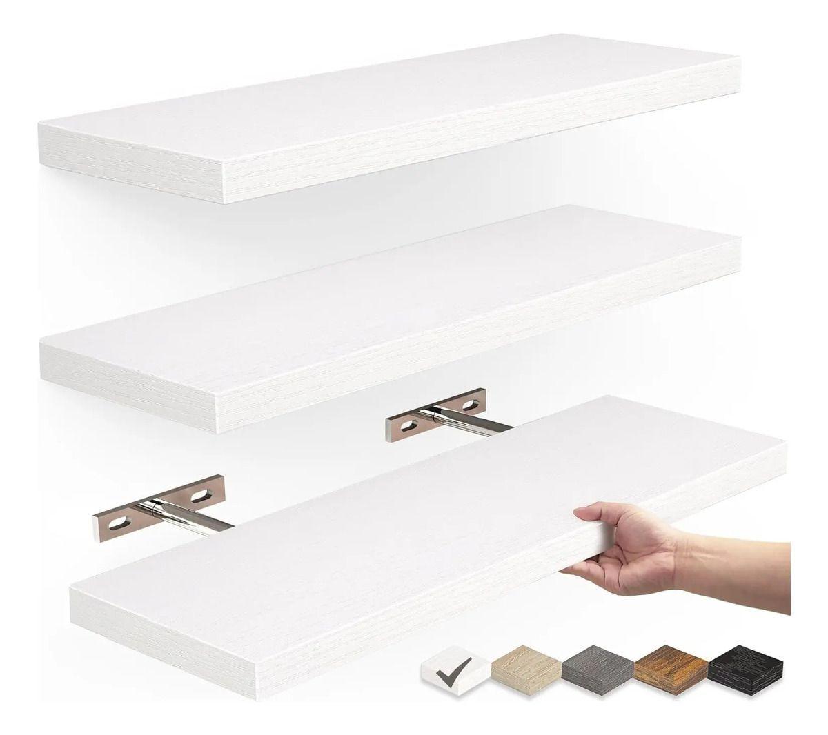 Repisas Flotantes De Madera MDF Premium Kit X3 40x17cm-0