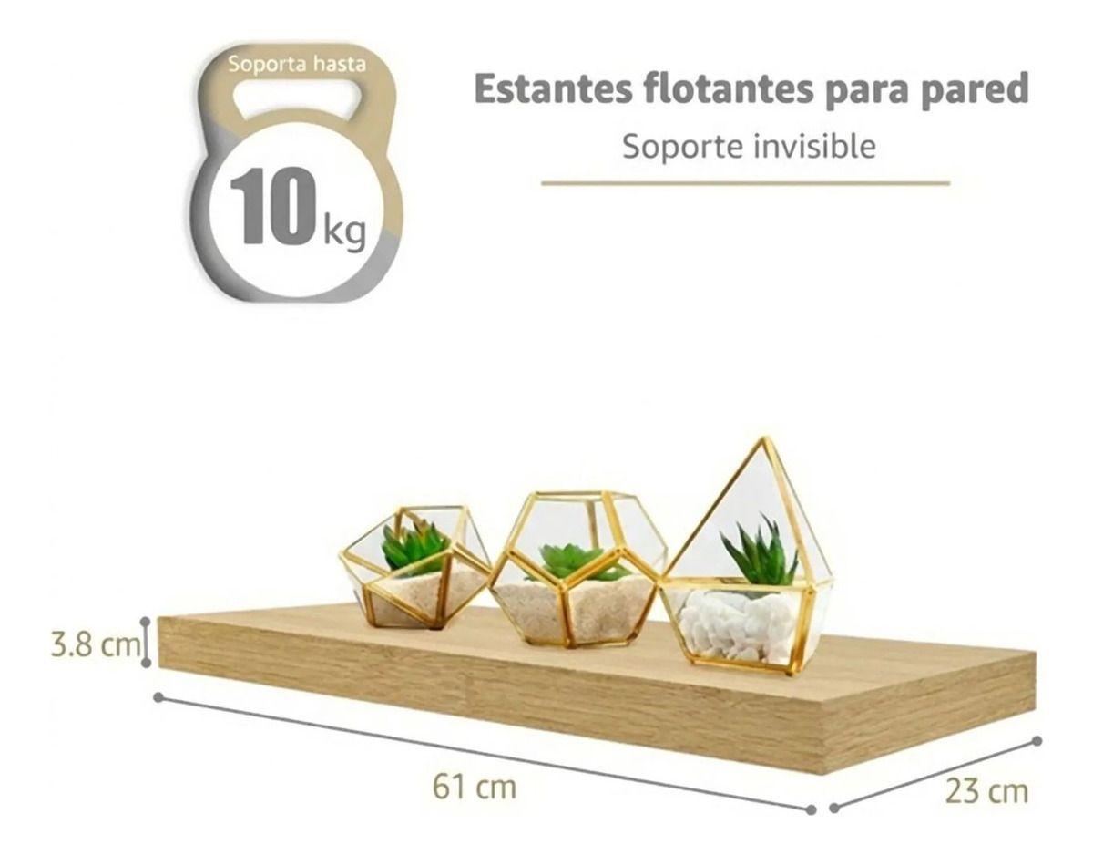 Repisas Flotantes De Madera MDF Premium Kit X2 60cm-1