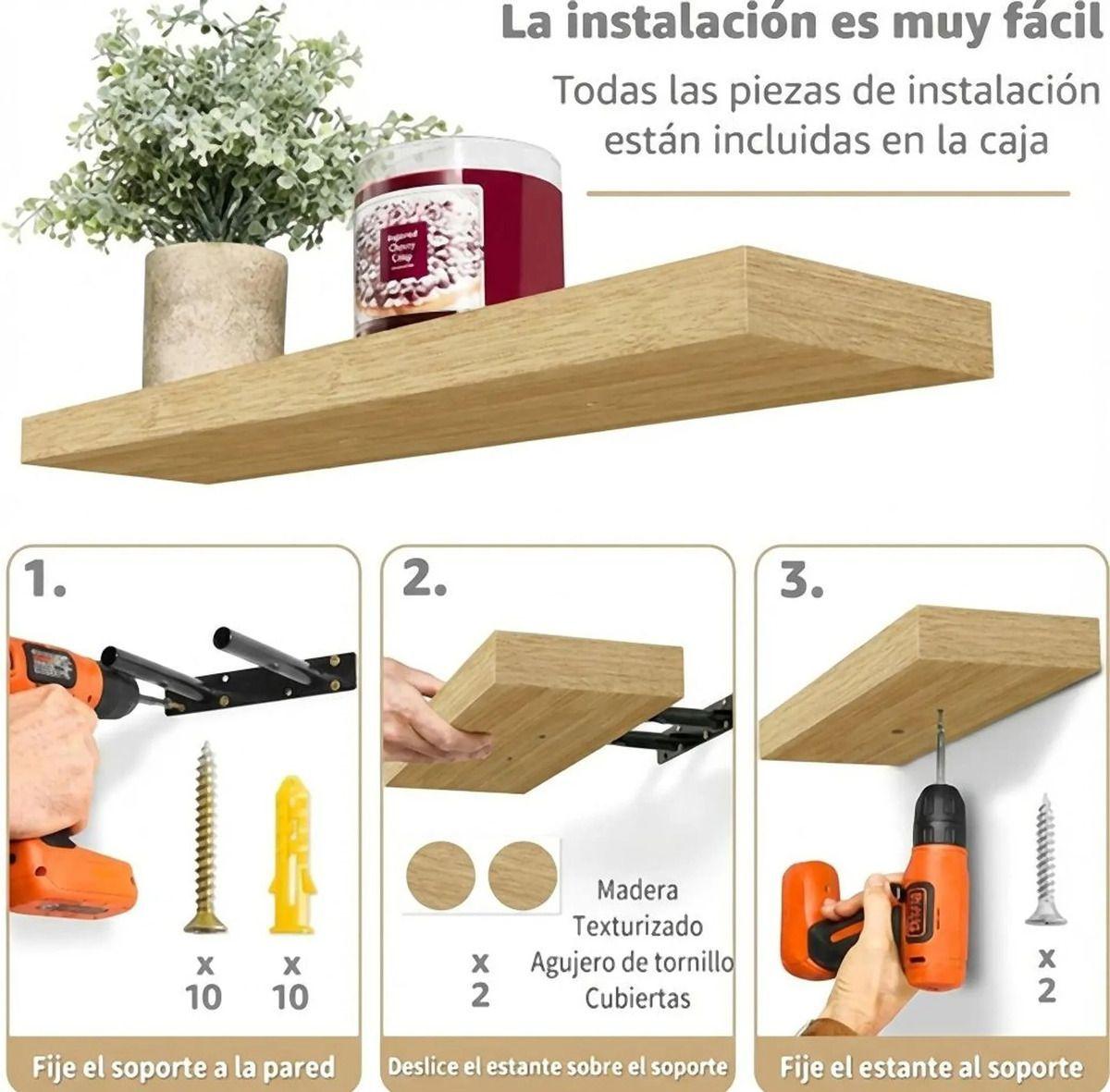 Repisas Flotantes De Madera MDF Premium Kit X2 60cm-2