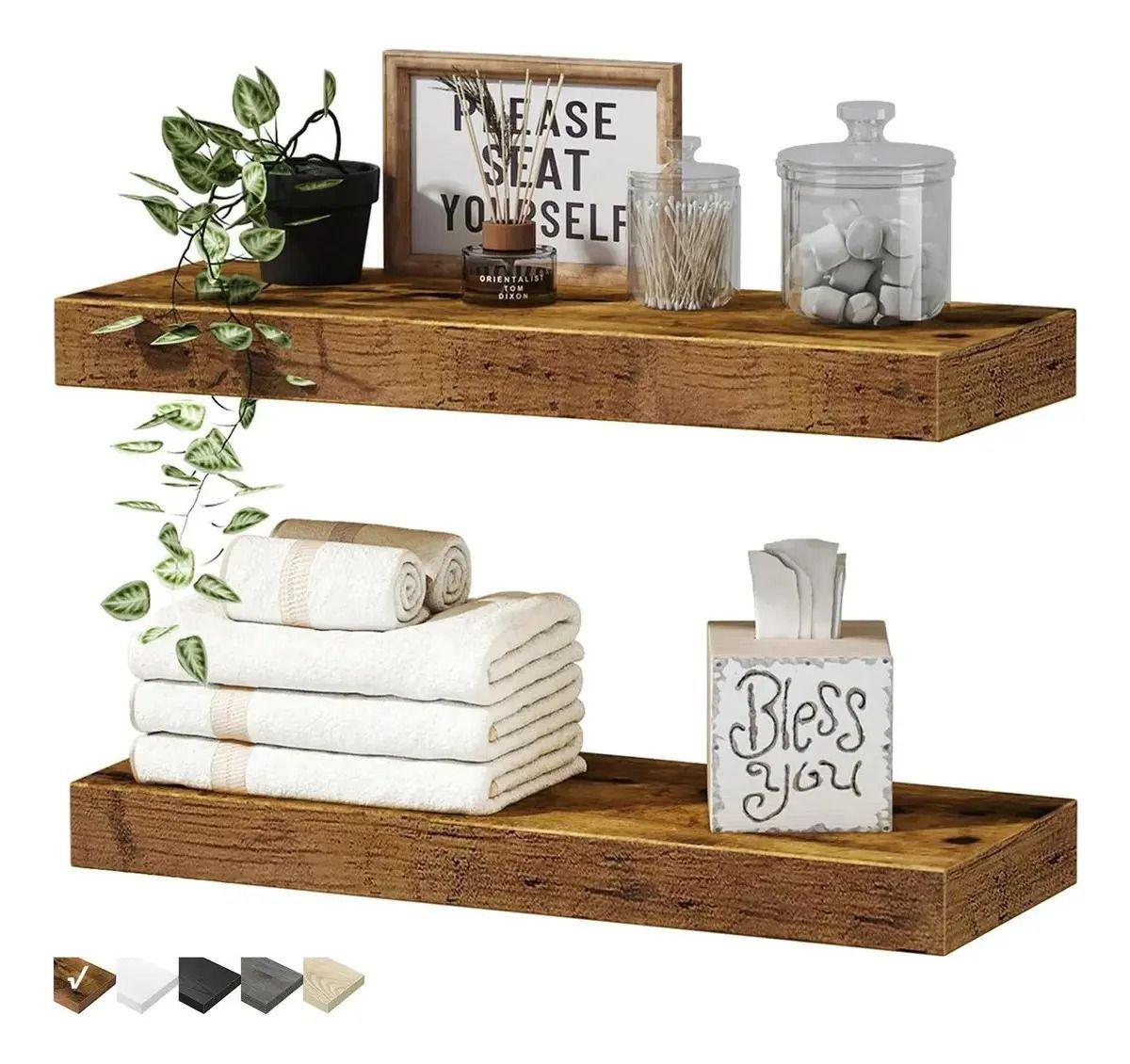 Repisas Flotantes De Madera MDF Premium Kit X2 60cm-0
