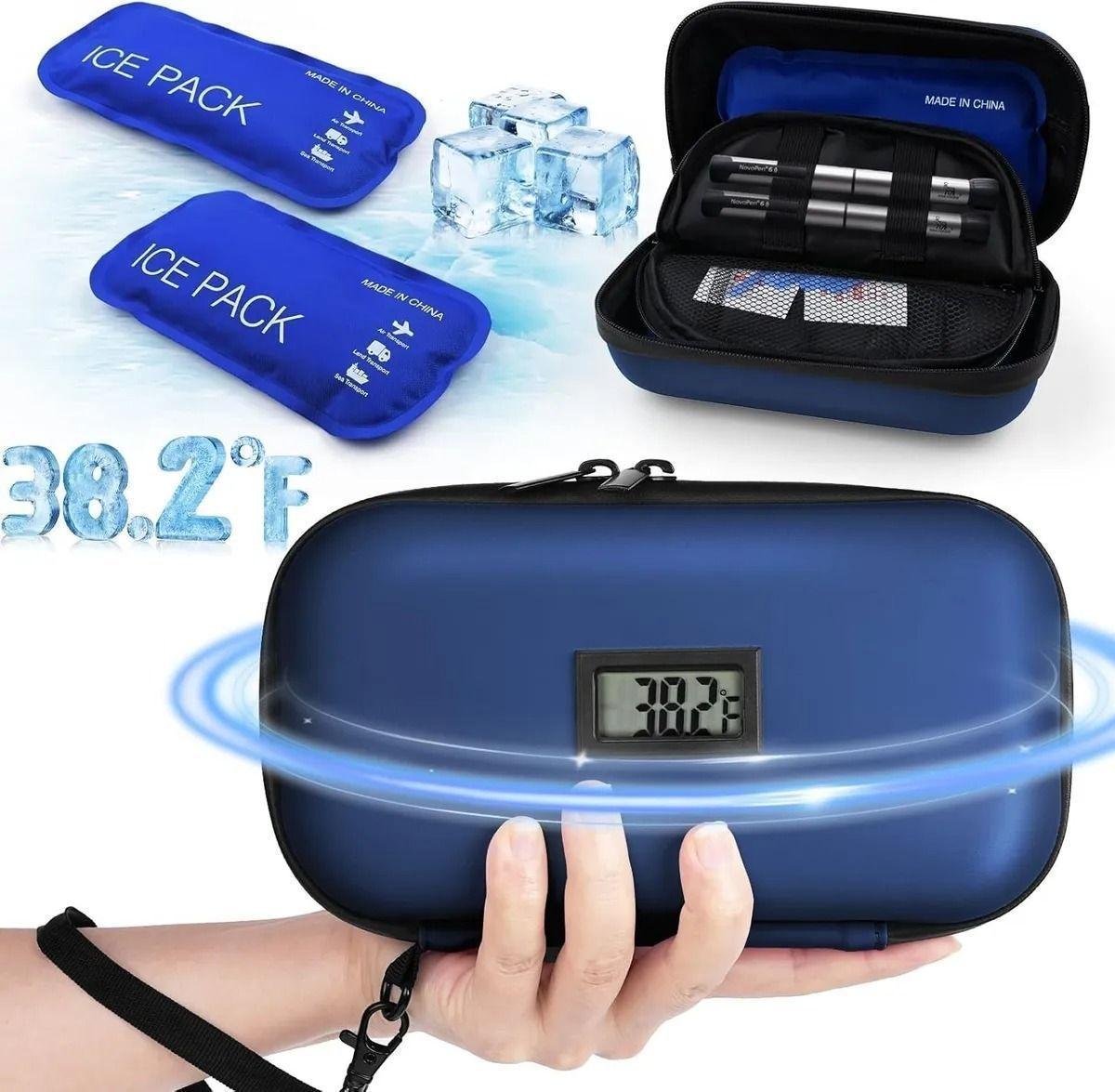 Estuche Cooler Enfriador De Insulina Con Pantalla De T Azul-2