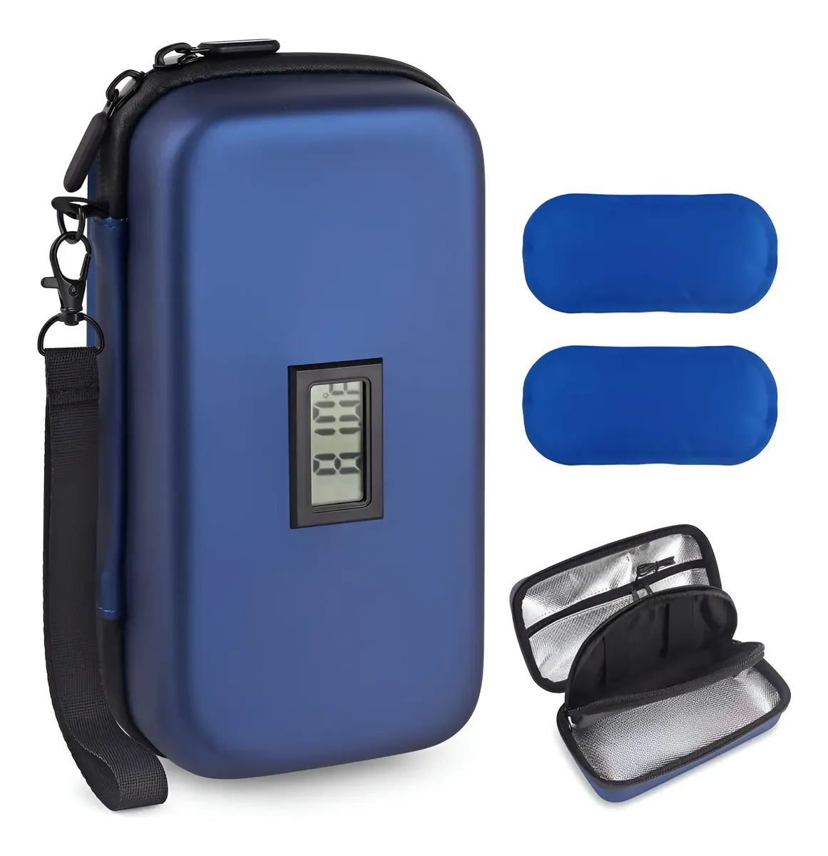 Estuche Cooler Enfriador De Insulina Con Pantalla De T Azul-3