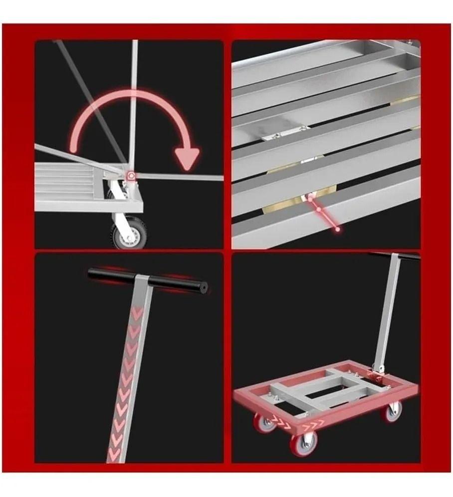 Carro De Carga Plataforma De Acero Mango 600kg 90x60cms-2