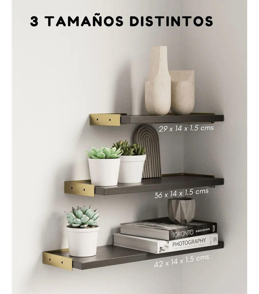 Repisas Flotantes De Madera Multiprop sito Kit X3 Colores-0