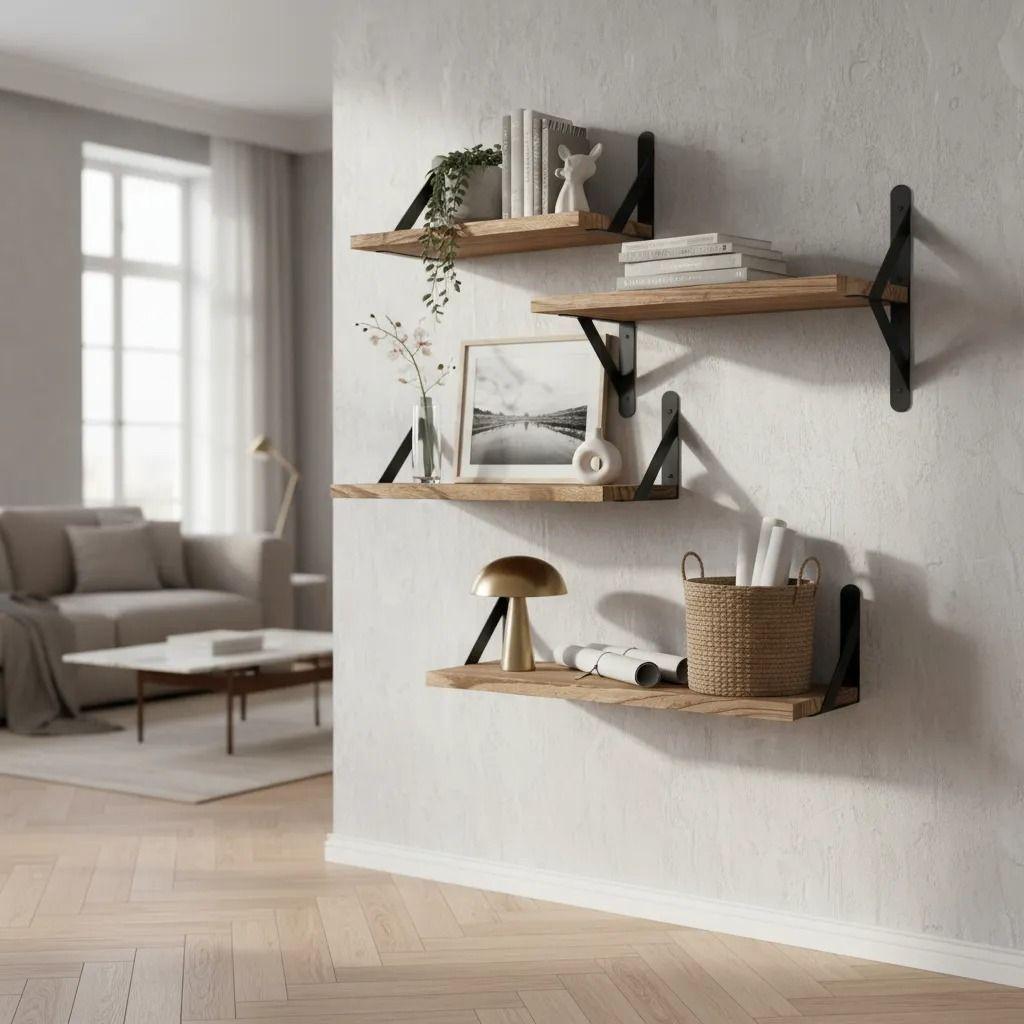 Repisas Flotantes De Madera Multipropósito Kit X4 Colores-2