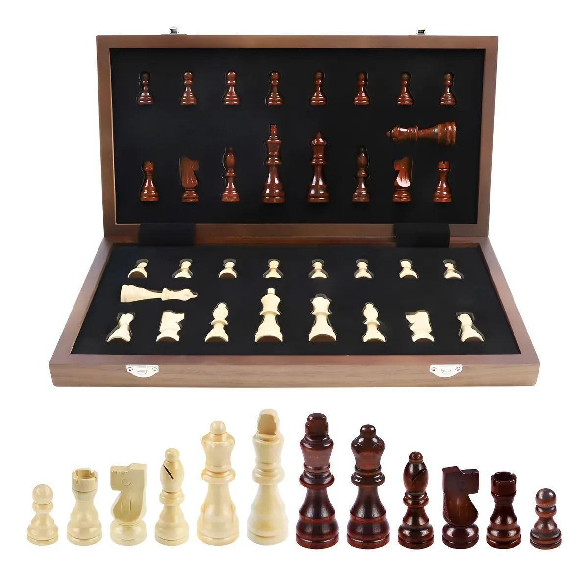 Tablero De Ajedrez Madera Plegable Y Magn tico Premium 40x40-2