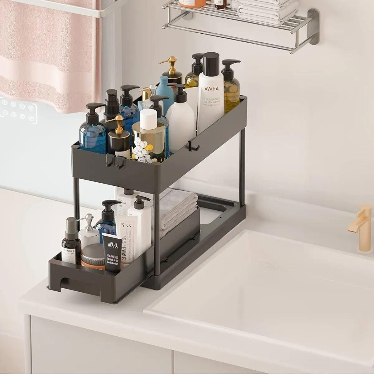 Organizador De Baño Cocina Lavaplatos Deslizante Simple Negro-2
