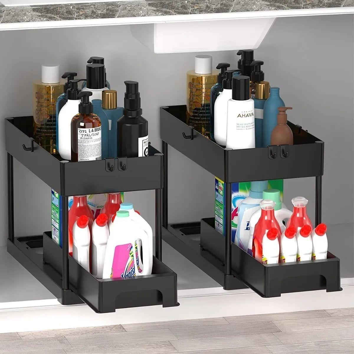 Organizador De Baño Cocina Lavaplatos Deslizante Simple Negro-3