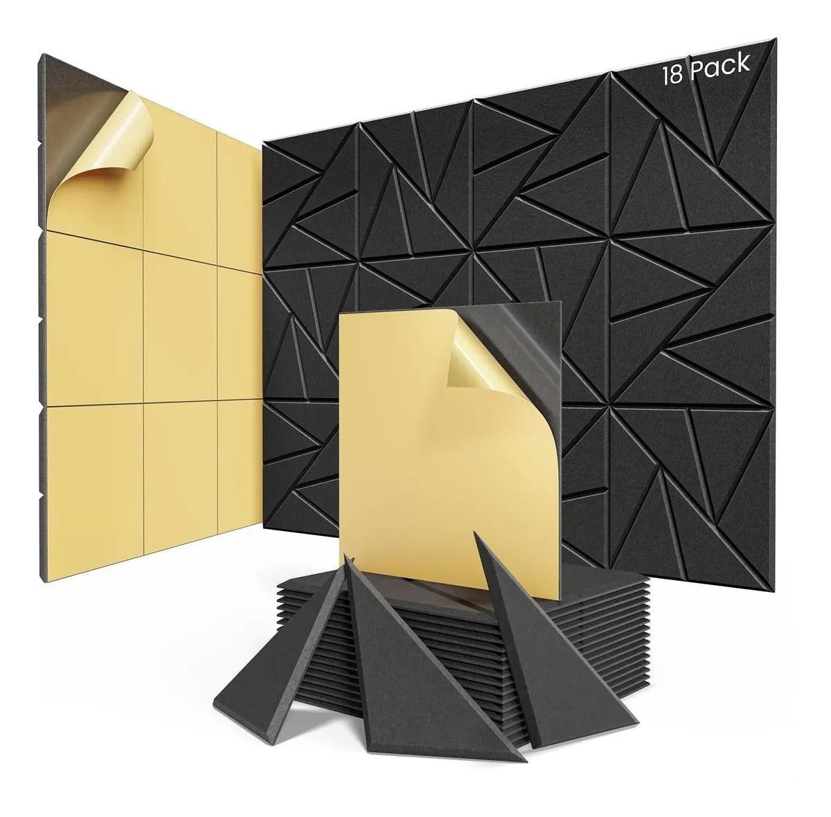 Paneles Acustico Para Estudios Diseno Set X24 30x30cm Negro-2