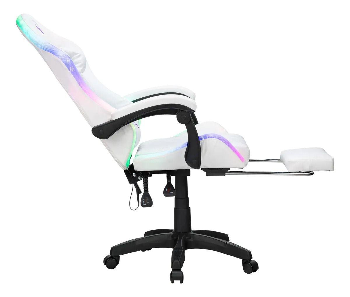 Silla Gamer Con Luces Ragnar Bifr st Lx900 All white Blanco Tapizado Pu Espuma-2