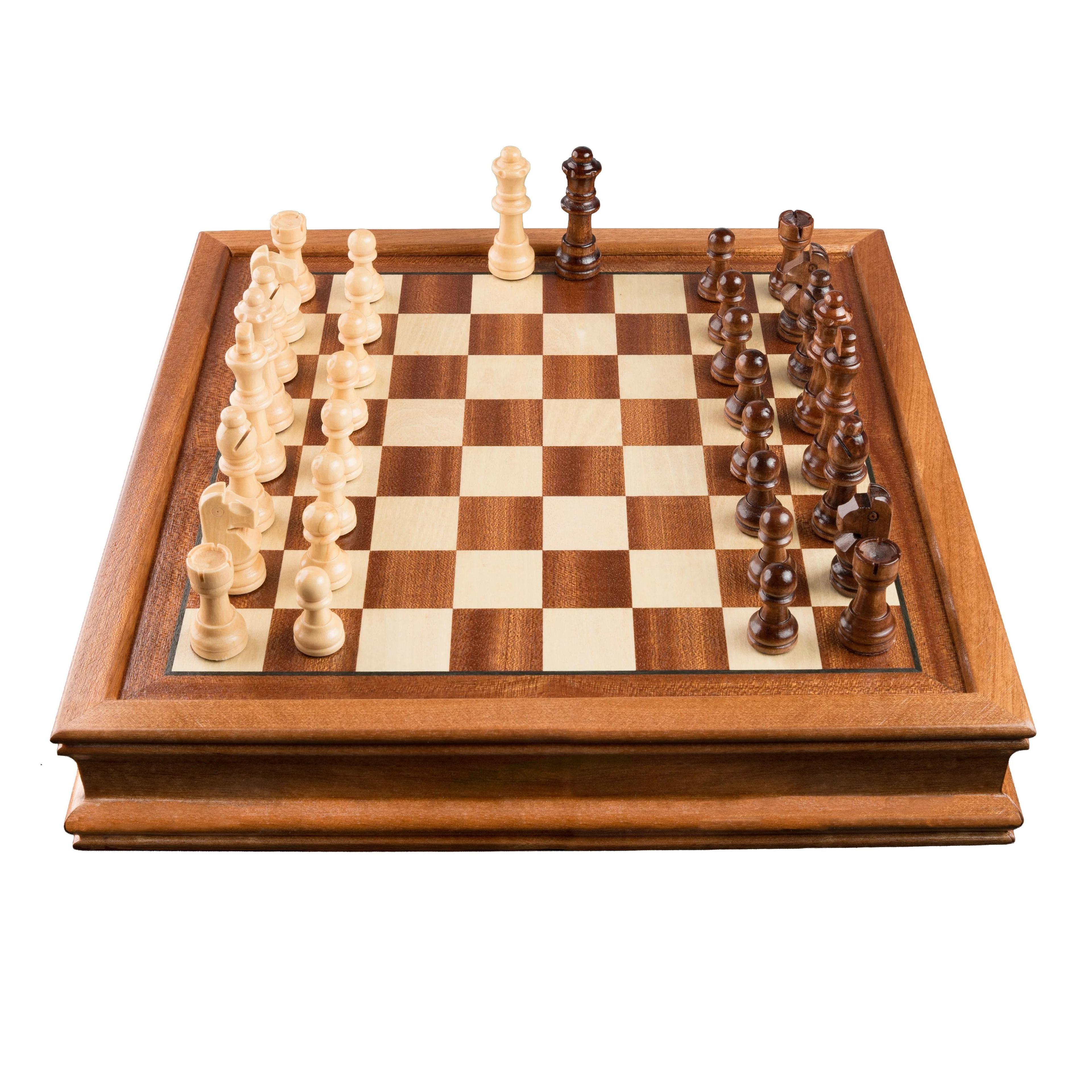 Ajedrez Magnetico De Madera 32x32 Dos Cajones Almacenamiento-7