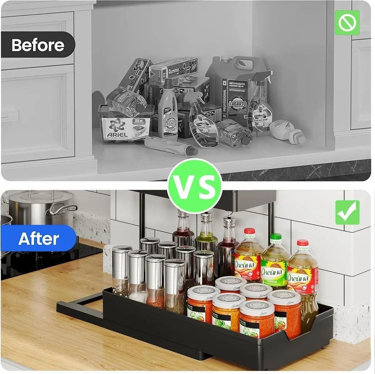 Organizador De 2 Niveles Desmontable Movil Cocina Bano-2