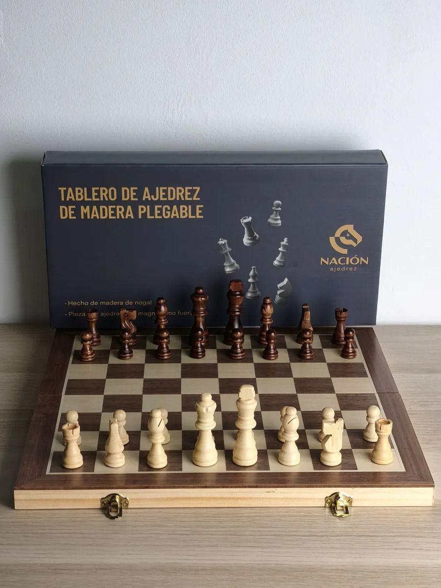 Tablero De Ajedrez Madera 40x40cm Magnético Nacion Ajedrez-5