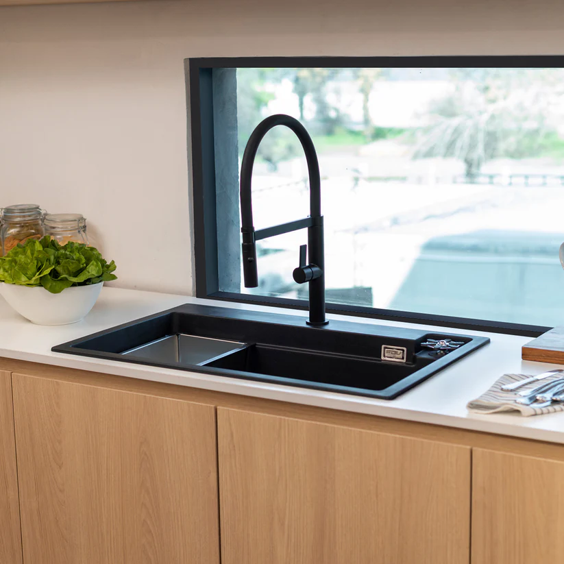 Lavaplatos Smart Wash Granito Negro + Grifería FDV Deluxe-2