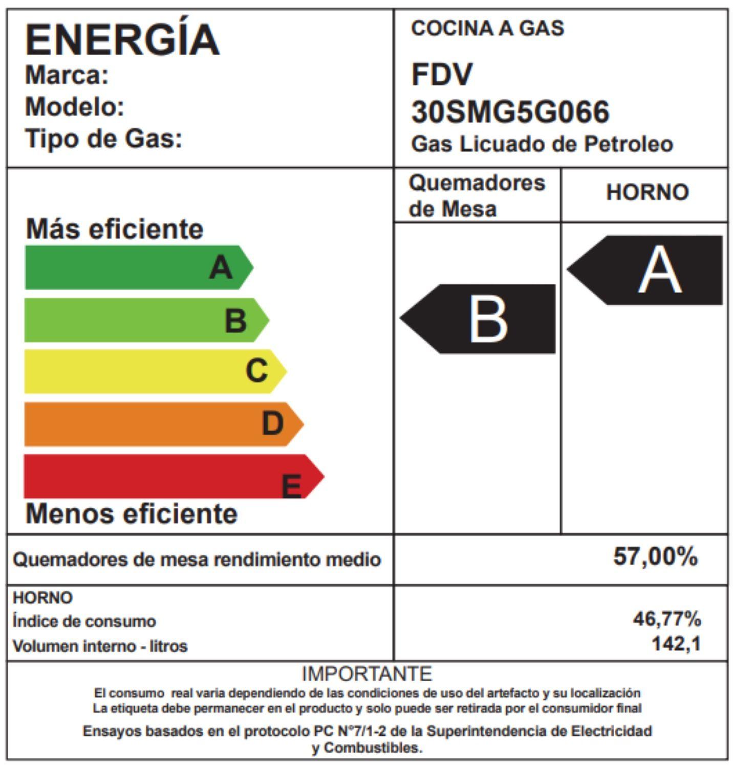Cocina a Gas Licuado FreeStanding Vulcano 5 quemadores FDV-4