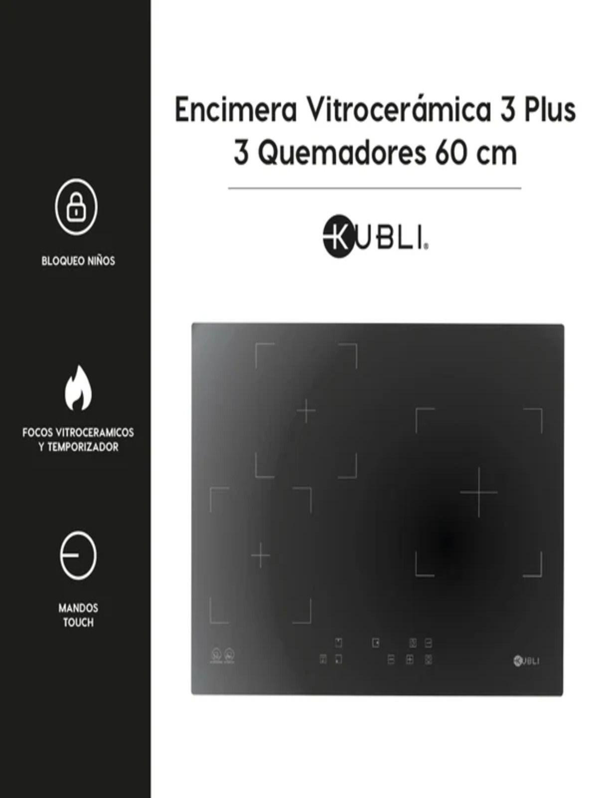 Encimera Vitrocerámica 3 Plus 3 Quemadores 60 cm Kubli-2